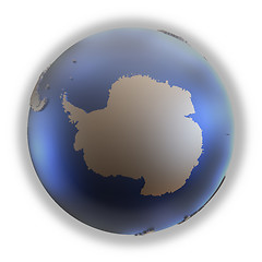 Image showing Antarctica on golden metallic Earth