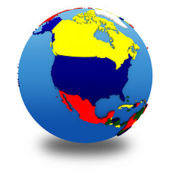 Image showing North America on political model of Earth