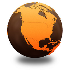 Image showing North America on chocolate Earth