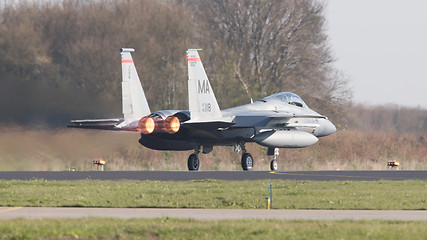 Image showing LEEUWARDEN, NETHERLANDS - APRIL 11, 2016: US Air Force F-15 Eagl