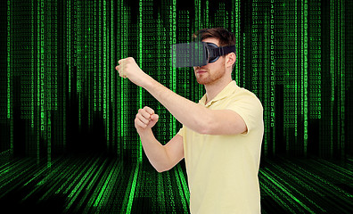 Image showing man in virtual reality headset or 3d glasses