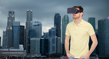 Image showing man in virtual reality headset or 3d glasses