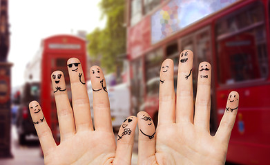 Image showing close up of fingers with smiley faces wedding