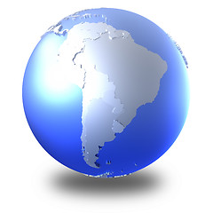 Image showing South America on bright metallic Earth