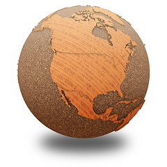 Image showing North America on wooden planet Earth