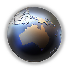 Image showing Australia on golden metallic Earth