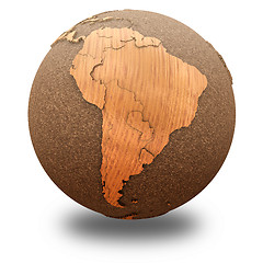 Image showing South America on wooden planet Earth
