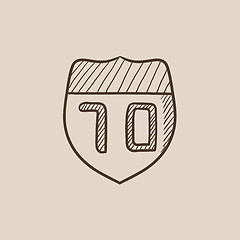 Image showing Route road sign sketch icon.