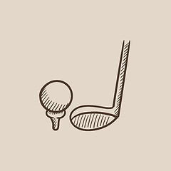 Image showing Golf ball and putter sketch icon.