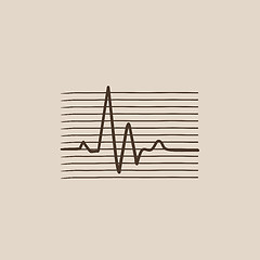 Image showing Hheart beat cardiogram sketch icon.