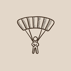 Image showing Skydiving sketch icon.