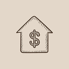 Image showing House with dollar symbol sketch icon.