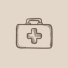 Image showing First aid kit sketch icon.