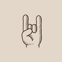 Image showing Rock and roll hand sign sketch icon.