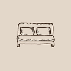 Image showing Double bed sketch icon.