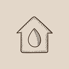 Image showing House with water drop sketch icon.