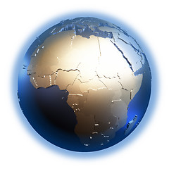 Image showing Africa on golden metallic Earth