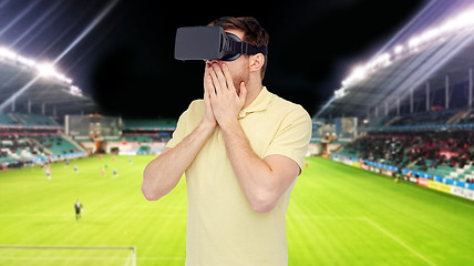 Image showing man in virtual reality headset over football field