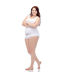 Image showing happy plus size woman in underwear