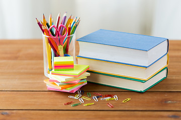 Image showing close up of pens, books, clips and stickers