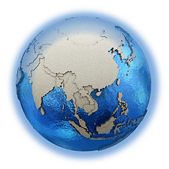 Image showing Southeast Asia on model of planet Earth