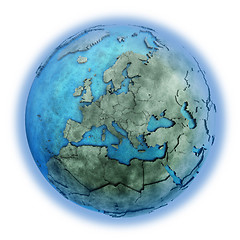 Image showing Europe on marble planet Earth