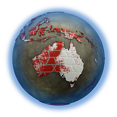 Image showing Australia on brick wall Earth