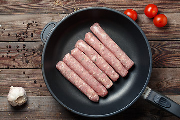 Image showing Raw Sausages in a Pan