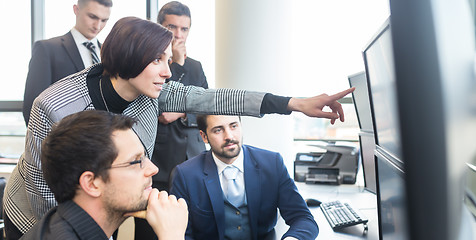 Image showing Business team working in corporate office.