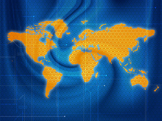 Image showing world map techno