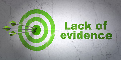 Image showing Law concept: target and Lack Of Evidence on wall background