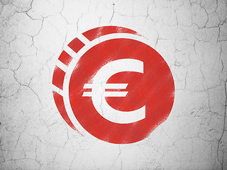 Image showing Currency concept: Euro Coin on wall background