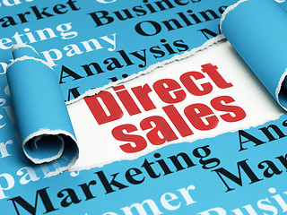 Image showing Marketing concept: red text Direct Sales under the piece of  torn paper