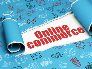 Image showing Business concept: red text Online Commerce under the piece of  torn paper