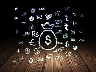 Image showing Banking concept: Money Bag in grunge dark room