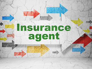 Image showing Insurance concept: arrow with Insurance Agent on grunge wall background