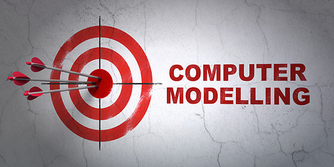 Image showing Science concept: target and Computer Modelling on wall background