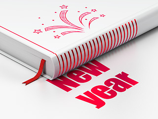 Image showing Holiday concept: book Fireworks, New Year on white background