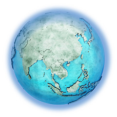 Image showing Southeast Asia on marble planet Earth