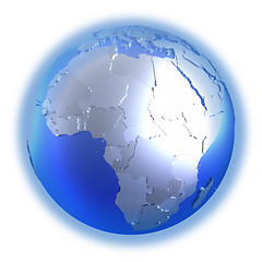Image showing Africa on bright metallic Earth