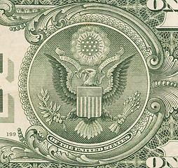 Image showing US one Dollar bill, close up, seal USA