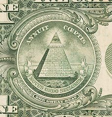 Image showing US one Dollar bill, close up, great seal