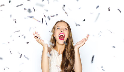 Image showing happy young woman or teen girl in fancy dress