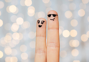 Image showing close up of two fingers with smiley faces