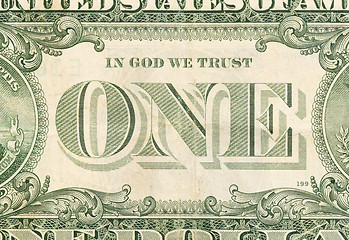 Image showing US one Dollar bill, close up 