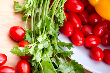 Image showing vegetables on a wooden background