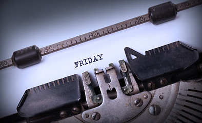 Image showing Friday typography on a vintage typewriter