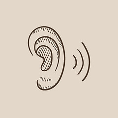 Image showing Human ear sketch icon.