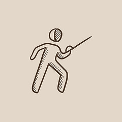 Image showing Fencing sketch icon.