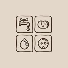 Image showing Utilities signs electricity and water sketch icon.